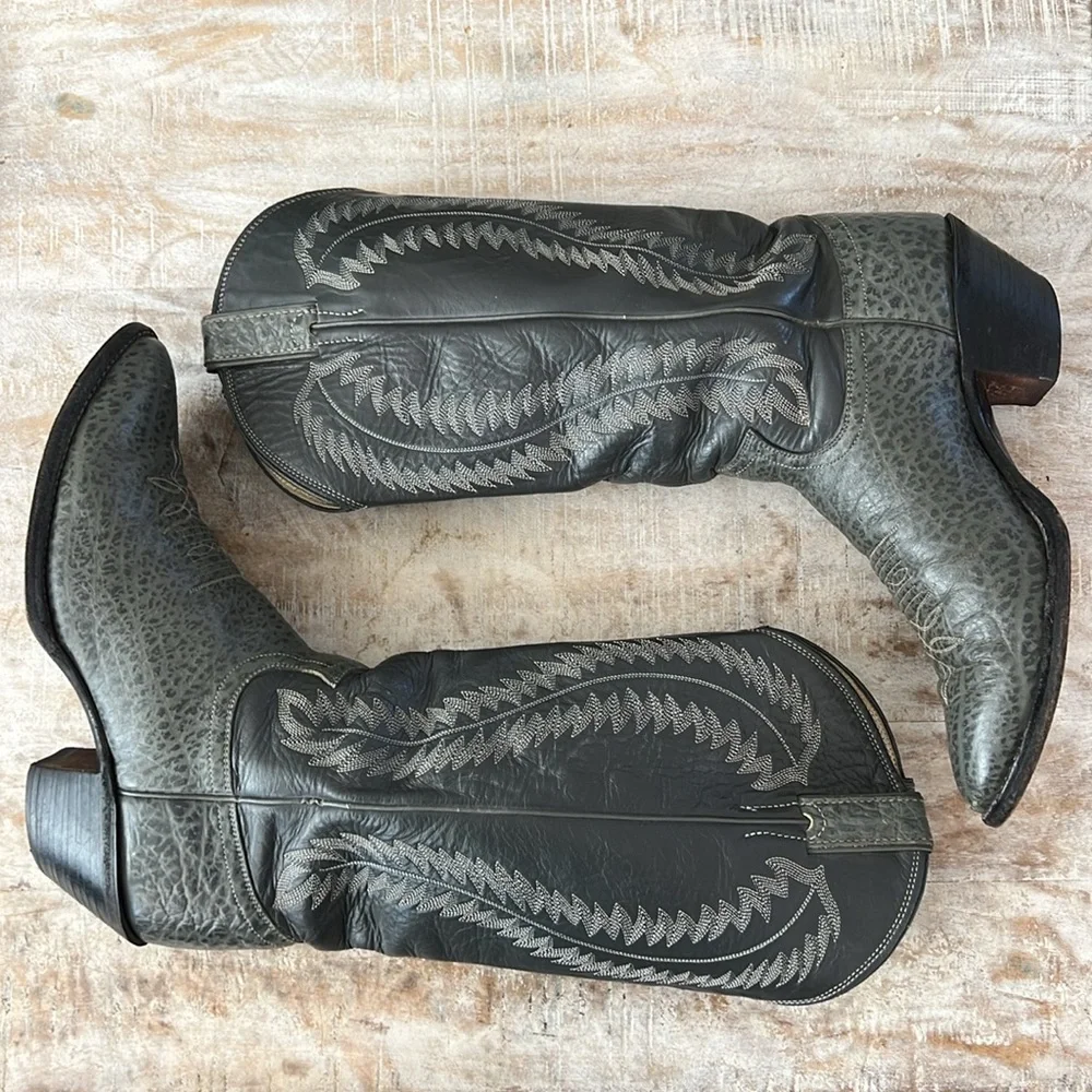 Justin Menās Western Cowboy Boots {Grey Bullhide} 9.5D - Picture 8 of 12